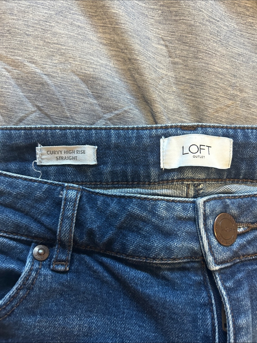 LOFT Women's Relaxed Distressed Blue Denim Jeans